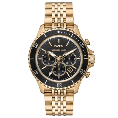 Stilvolle Michael Kors MK8726 Herrenuhr mit schwarzem Zifferblatt und goldfarbenem Finish