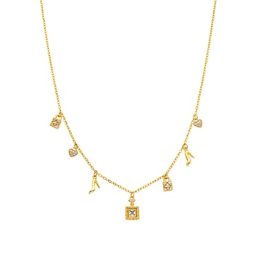 Luxenter Halskette mit glänzendem Zirkonia 18k Gold Finish - Hifast