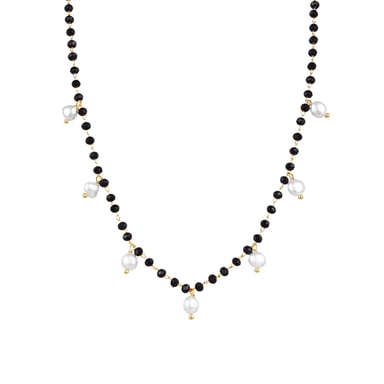 Luxenter Halskette aus 925er Sterlingsilber mit weißer Perle in 18K Gelbgold - Seika