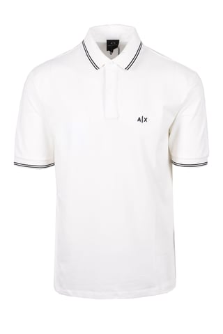 Armani Exchange Tipped Polo Shirt Off White