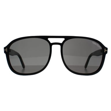 Tom Ford Aviator Mens glänzend schwarz dunkel grau Rosco FT1022