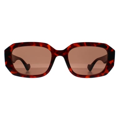 Gucci Rectangle Womens Glänzend Dunkel Havanna Braun GG1535S