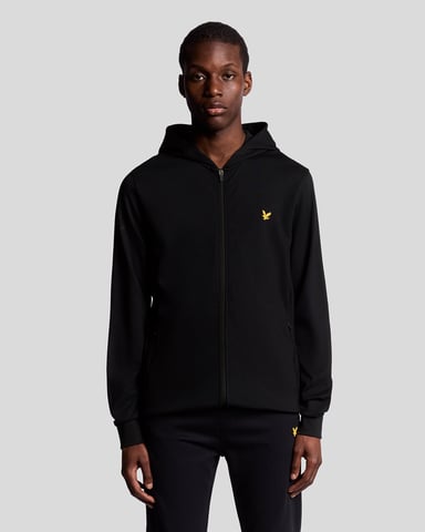 Lyle & Scott Sports Leichter Kapuzenpullover mit Reißverschluss – Schwarz