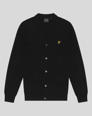 Lyle & Scott Baumwoll-Merino V-Neck Cardigan - Schwarz