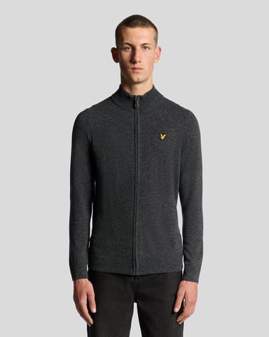 Lyle & Scott Strickjacke aus Lammwollmischung mit Reißverschluss - Grau