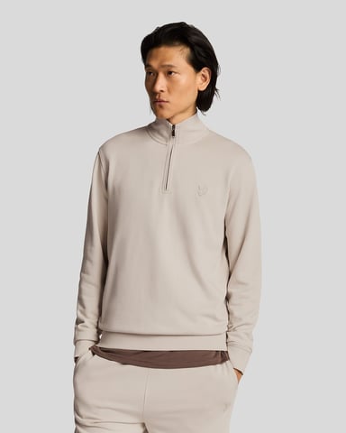 Lyle & Scott Sweatshirt aus superfeiner Baumwolle mit 1/4-Reißverschluss – Sand