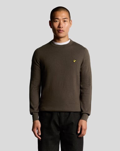 Lyle & Scott Baumwoll-Merino Rundhals-Pullover - Braun