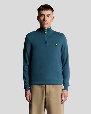 Lyle & Scott Baumwolle Merino 1/4 Zip Pullover - Blau