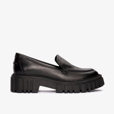 Page Loafer schwarze Lederschuhe