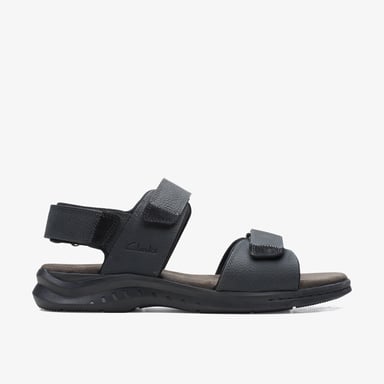 Hapsford Creek Schwarze Geschmeidige Leder-Sandalen