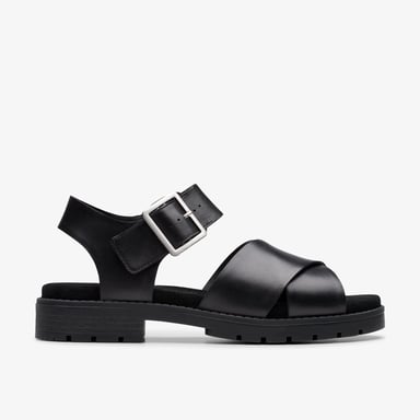 Orinoco Cross Schwarze Leder Sandalen