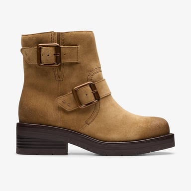 Rebelle Schnalle Walnuss Wildleder Stiefel