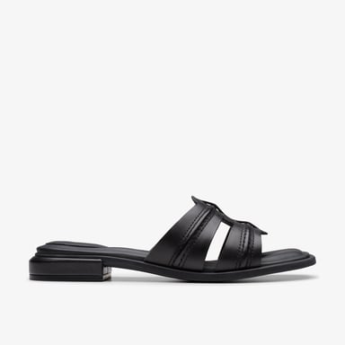 Ariany Mule Schwarz Leder Sandalen