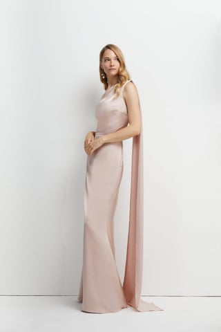 Drape Shoulder Detail Bridesmaids Dress