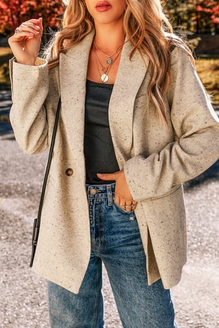 Beige Blazer mit langen Ärmeln
