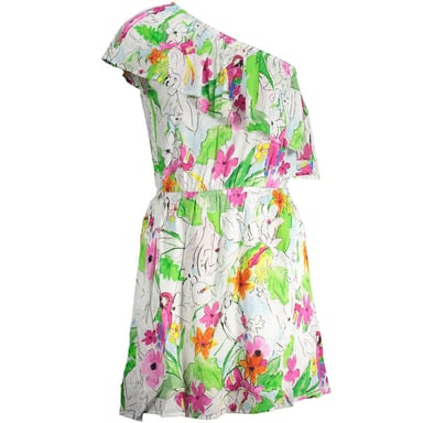 Blumenpapagei Mini-Kleid, lockere Passform