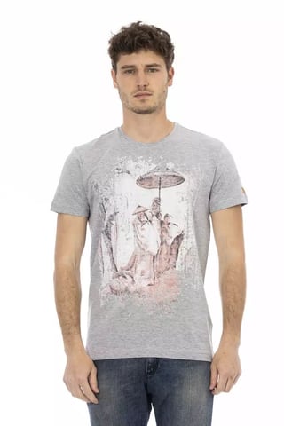 Graues Grafik-T-Shirt Lässiger Stil