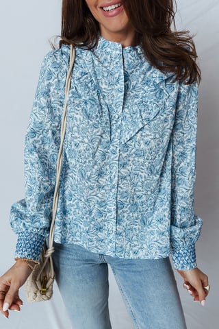 Bluse mit floralem Druck und Knopfverschluss