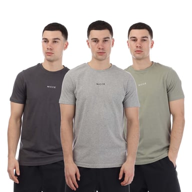 Nicce - "Petras" T-Shirt für Herren (3er-Pack) (Holzkohle/Hellgrau/Olivgrün)
