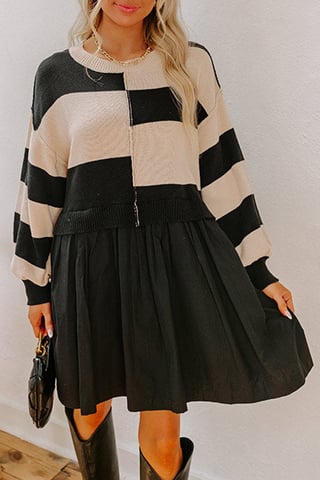 Farbenblock Strickkleid