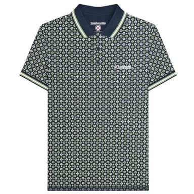 Lambretta Herren Geometrisches Big & Tall Poloshirt (Marinegrün/Basilikum)