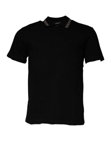 Schwarzes Greca Polo-Shirt