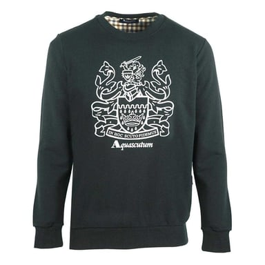 Aquascutum Herren Crest Rundhals Sweatshirt (Schwarz)