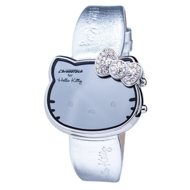Hello Kitty Silberne Uhr mit Kristallbogen-Details