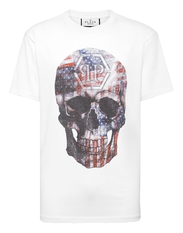 Washed Round Neck T-Shirt Skull America