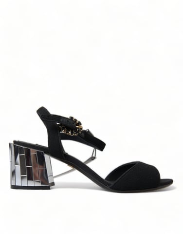 Spiegel-Fersen-Sandalen Schwarz Stil
