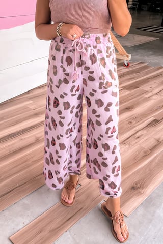 Leopardenmuster Weite Beine Hose