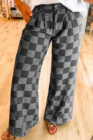 Karo-Muster Jeans