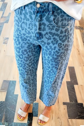 Leopard-Print Relaxed Jeans