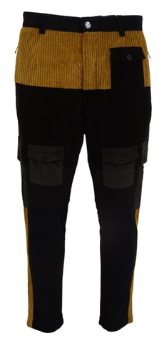 Corduroy Cargo-Hosen im Patchwork-Stil