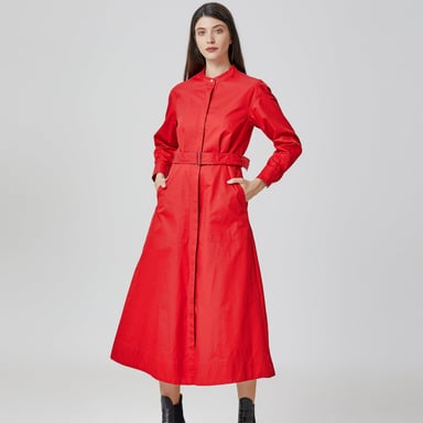 Hemdblusenkleid aus Baumwolle mit hohem Kragen