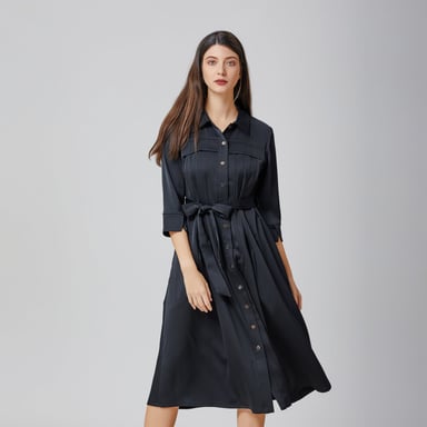 Hemdblusenkleid mit Ziernähten