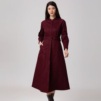 Hemdblusenkleid aus Baumwolle mit hohem Kragen