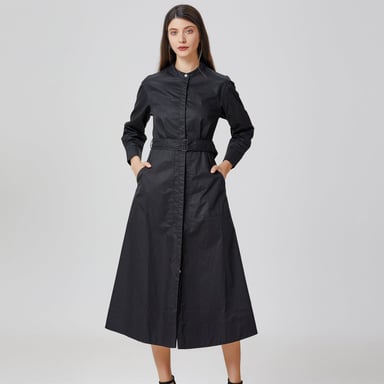 Hemdblusenkleid aus Baumwolle mit hohem Kragen