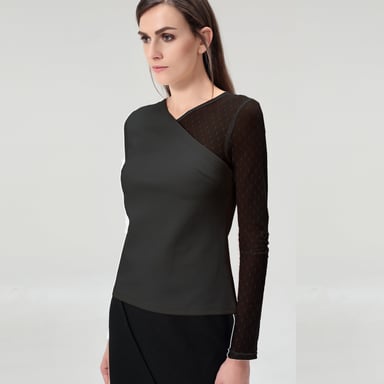 Asymmetrische lange Ärmel aus Jersey und Tüll