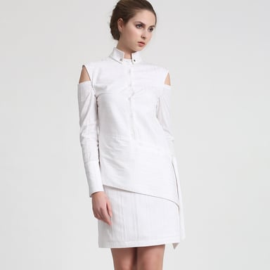 Hemdblusenkleid mit abnehmbaren Ärmeln und strukturierter Form