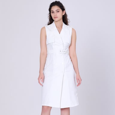 ärmelloses Kleid im Trenchcoat-Stil mit doppelter Knopfleiste