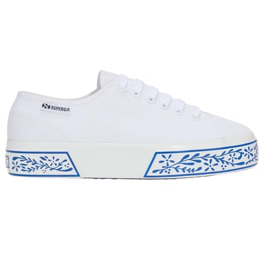Superga - Damen Sneaker "3740 Leggera", Keramik Muster (Weiß/Blau)