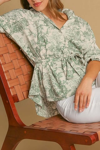 Toile-Druck Button-Down Hemd