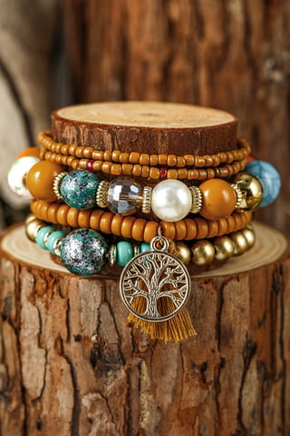 Perlenarmband-Set mit Baum-des-Lebens-Anhänger