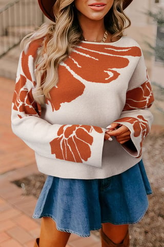 Blumenmuster-Pullover