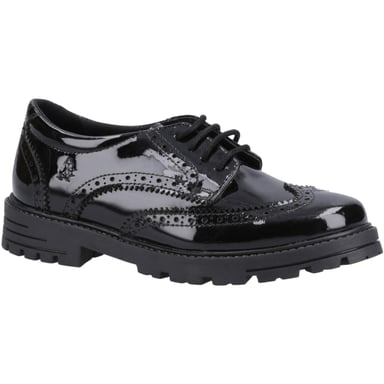 Hush Puppies - Patent Schul-Uniform-Schuhe für Mädchen, Leder (Schwarz)