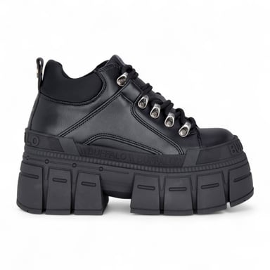 Buffalo Damen-Plateau-Stiefeletten in Schwarz mit Gothic-Flair - Gospher Hike-Lo