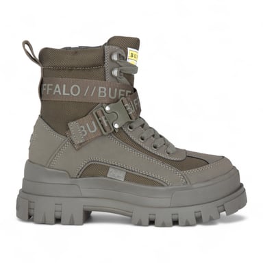 Buffalo Damen Khaki Chunky Plateau-Kampfstiefel mit hohem Knöchelumfang - ASPHA-COM1