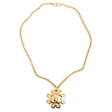 Large CC Logo Clover Pendant Necklace Halskette