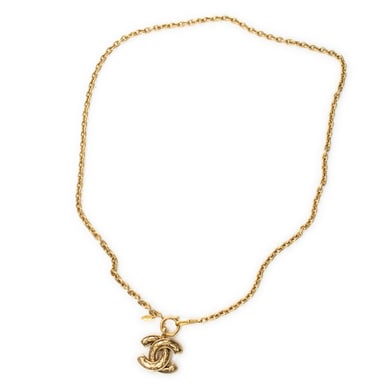 Quilted CC Pendant Chain Necklace Halskette